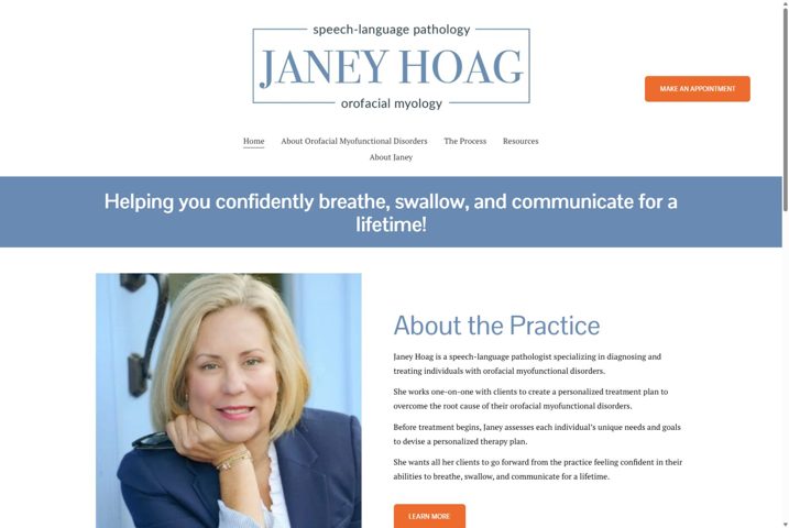 Website preview for Janey Hoag