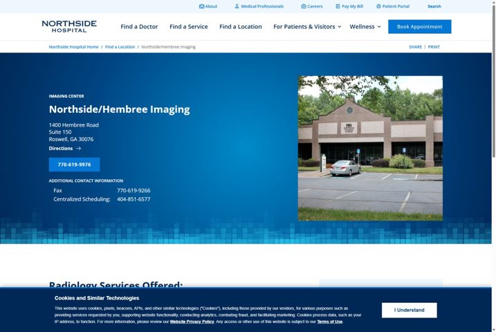 Website preview for MRI & Imaging of North Fulton