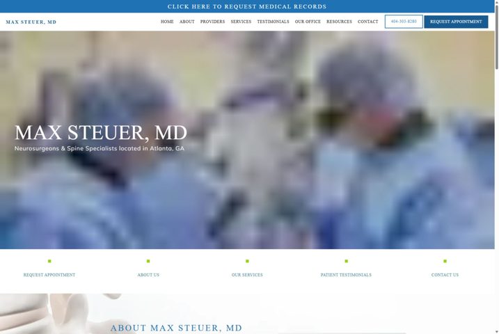 Website preview for Max R. Steuer, MD