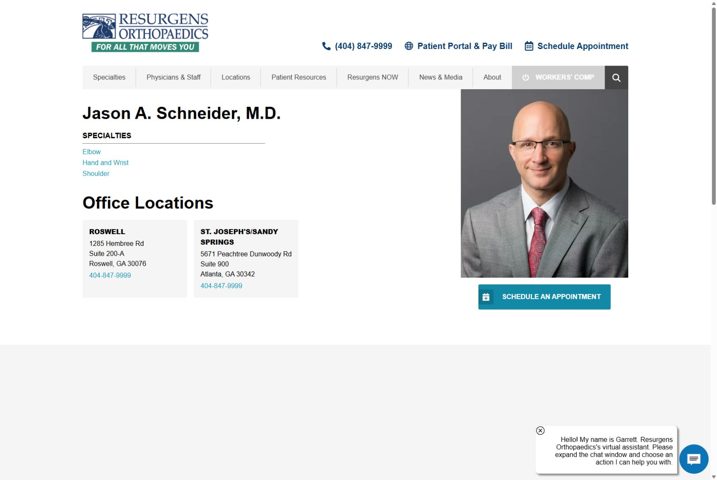 Website preview for Dr. Jason Schneider