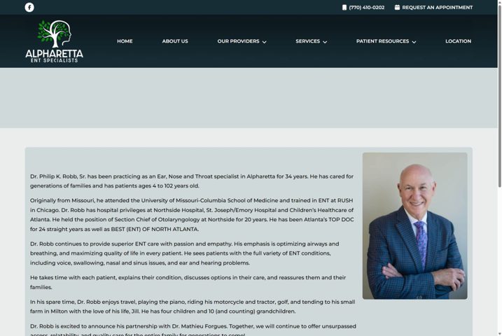Website preview for Philip K. Robb, Sr., MD