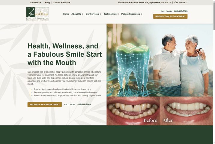 Website preview for Dr. Estelle Zandstra
