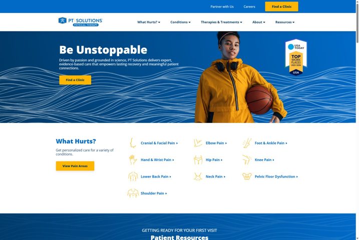 Website preview for PT Solutions