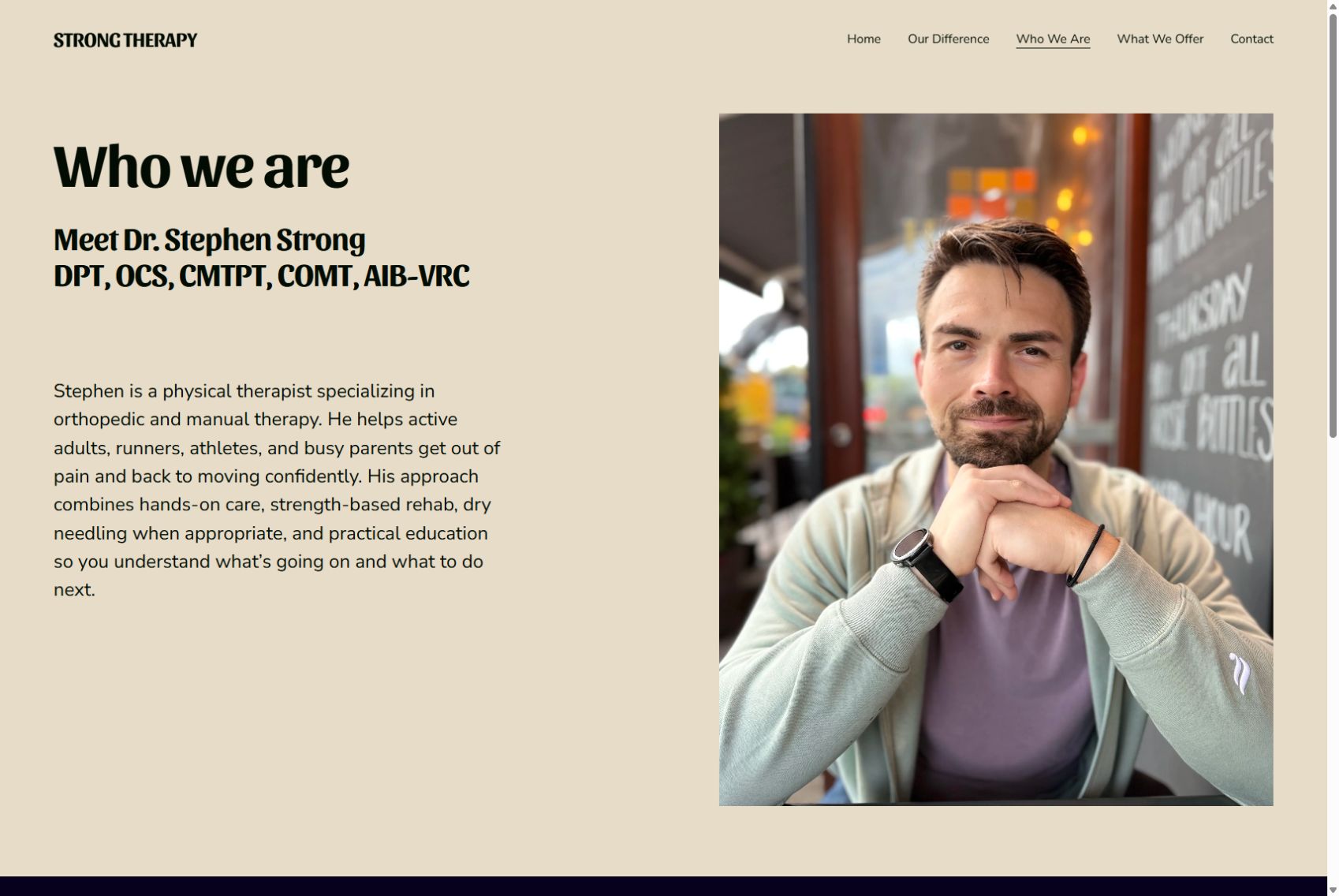 Website preview for Stephen Strong, DPT